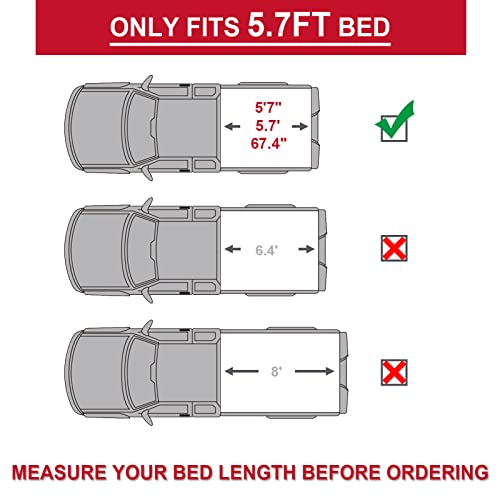 Tri-fold Truck Bed Tonneau Cover for 2009-2024 Dodge Ram 1500, 5.7 ft Fleetside Bed M6413