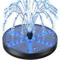Solar Bird Bath Fountains 2024 Upgraded, 4W Solar Powered Water Fountain Pump with 4000 Battery, 7 Nozzles & 4 Fixers, Colorful LED Lights for Garden, Swimming Pool, Pond, and Outdoor Decor