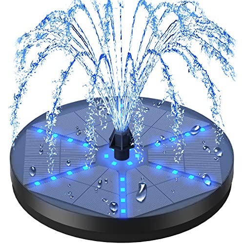 Solar Bird Bath Fountains 2024 Upgraded, 4W Solar Powered Water Fountain Pump with 4000 Battery, 7 Nozzles & 4 Fixers, Colorful LED Lights for Garden, Swimming Pool, Pond, and Outdoor Decor