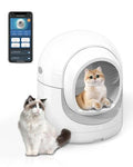 Self-Cleaning Cat Litter Box, 85L Extra Large Automatic Cat Litter Box with APP Control, Safety Protection, Odor-Removal &Weight Monitoring, for Multiple Cats,White&Grey