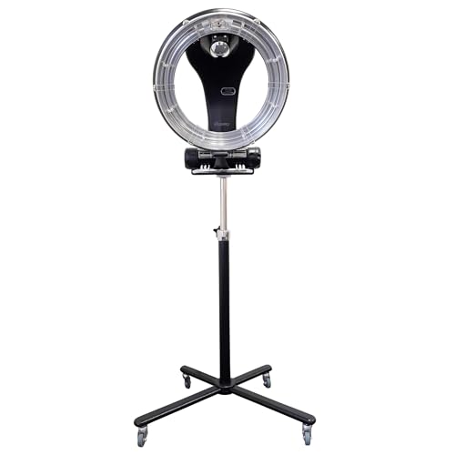 Professional Infrared Hair Color Processor & Multi-Function Dryer Accelerator w/Rolling Base - Heavy Duty Adjustable Standing Hair Dryer - Hair Salon Equipment (Black)