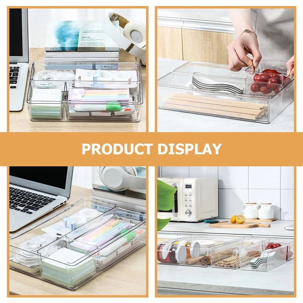 Desktop Storage Box with Dividers, Clear C626