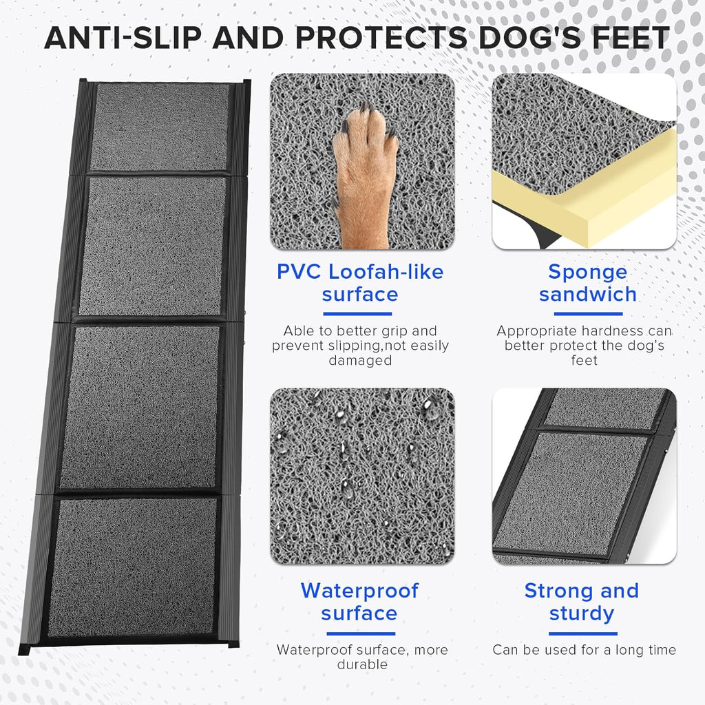 Foldable Dog Car Ramp for Large Dogs, Non-Slip Surface, Portable V38500