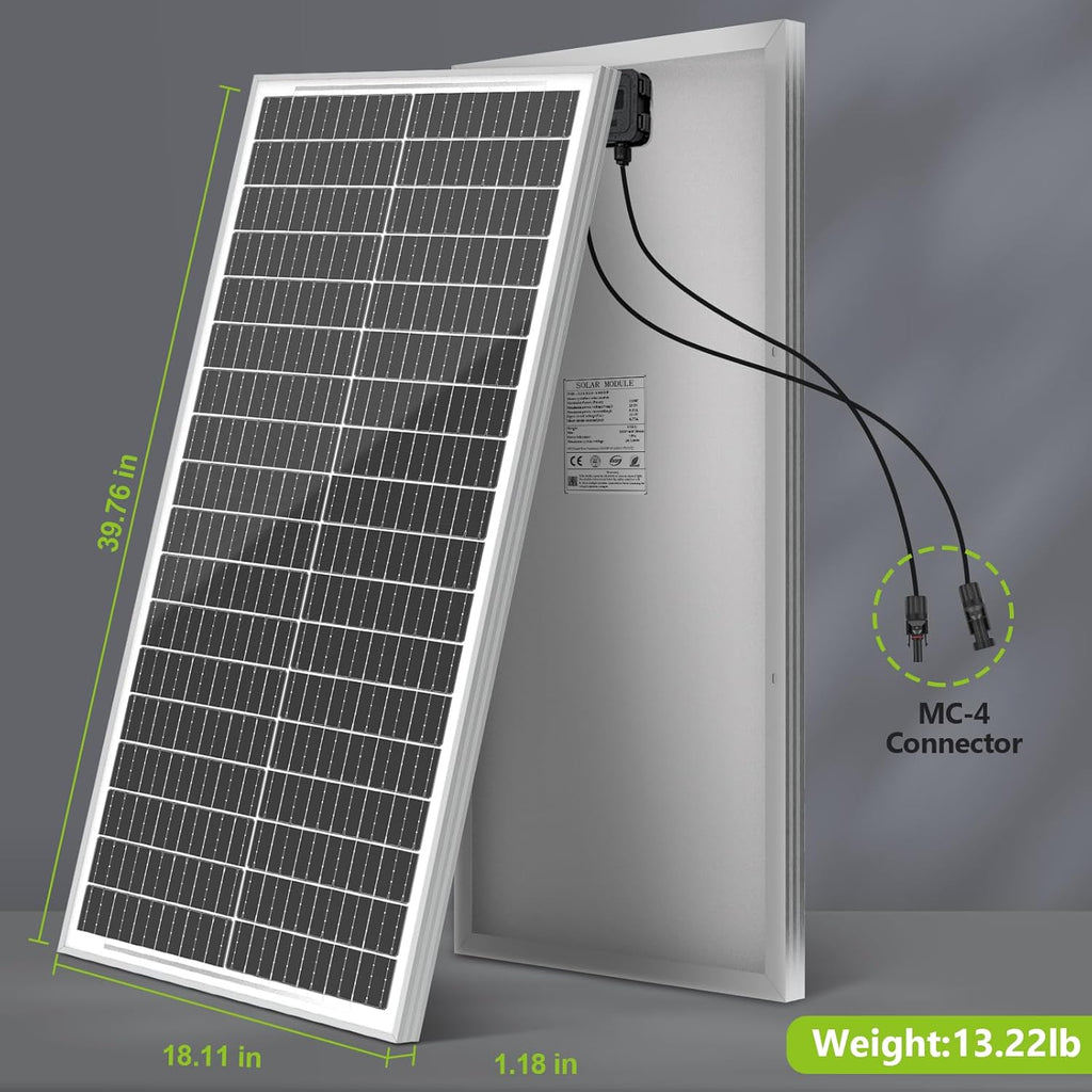 100W Solar Panels 2 Pack, Monocrystalline PV Module for RV Boat Caravan Off-Grid C150