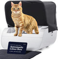 Smart Automatic Cat Litter Box Self Cleaning Cat Litterbox with Built in Odor Eliminator - Works with Clumping Cat Litter (No Expensive Refills) Hood & Litter Mat -10Lb Litter Included