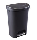 Rubbermaid, Gunmetal Blue Classic 13 Gallon Trash Can with Lid and Stainless-Steel Pedal, Waste Bin for Kitchen, NEW Premium Step-On, No Size