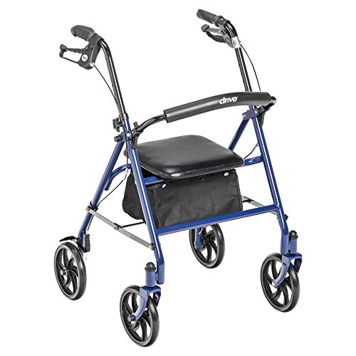 4 Wheel Rollator Walker with Seat, Height Adjustable, Blue C462