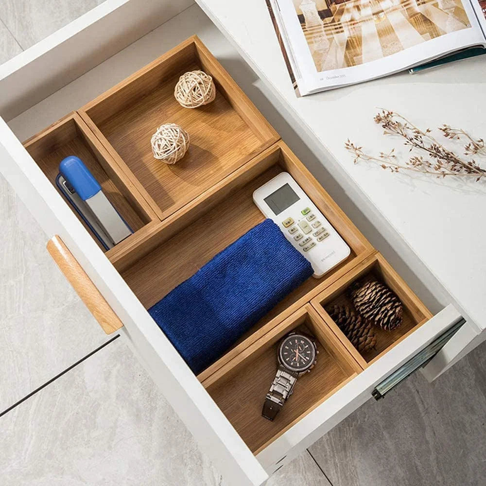 Bamboo Drawer Organizer Boxes, Set of 5 T13679