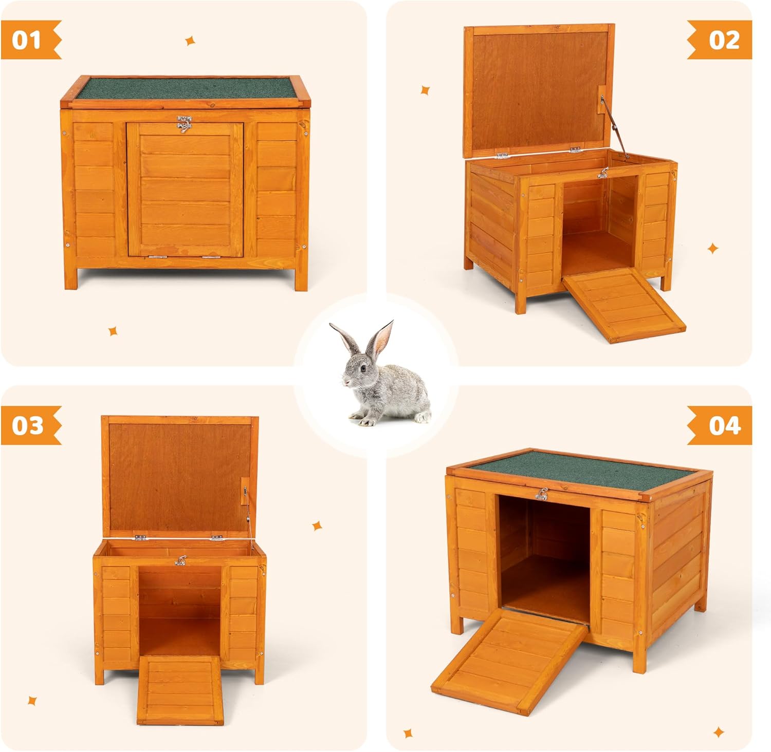 Wooden Small Animal House Outdoor Rabbit Hutch Weatherproof Pet Shelter A313974