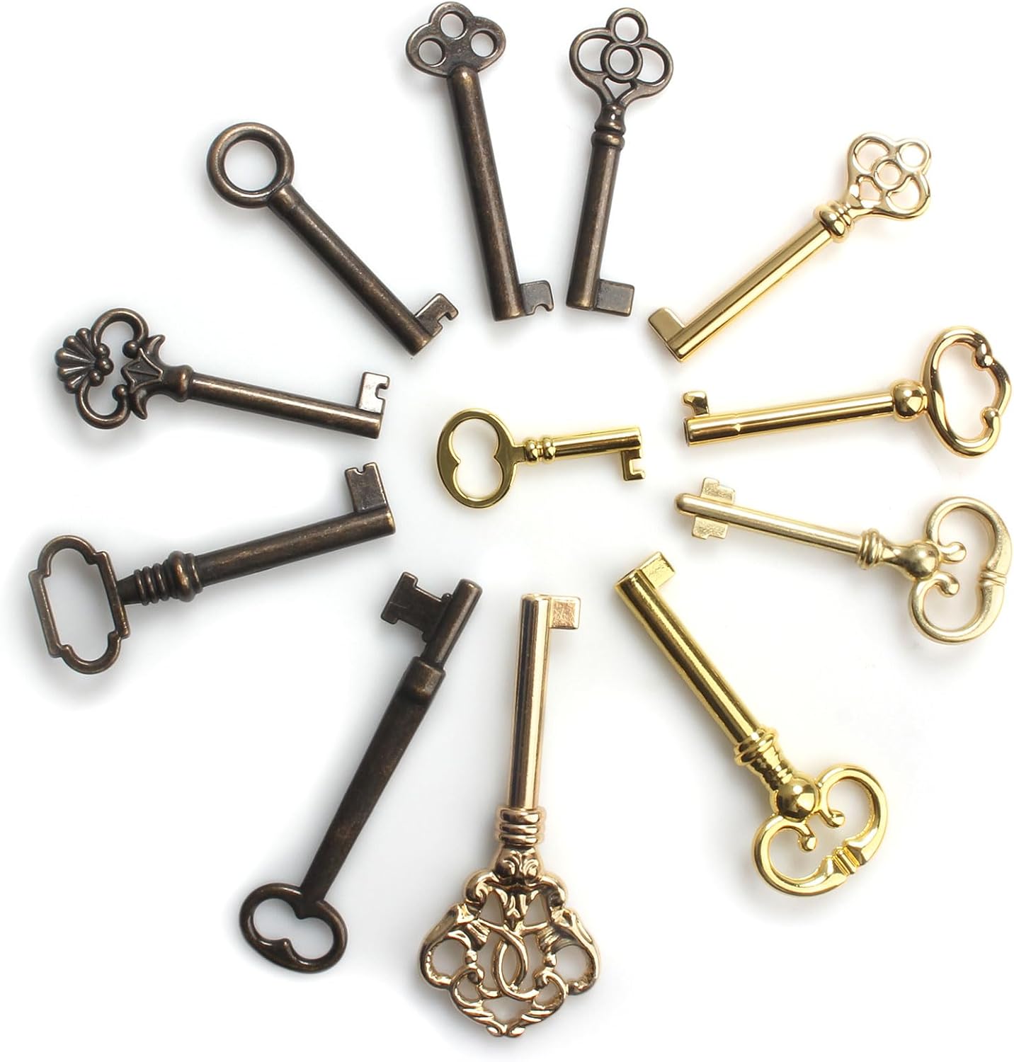 12-Key Universal Replacement Skeleton Keys Kit for Antique Furniture and Cabinets R846602