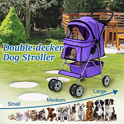 Pet Stroller for Small Medium Dogs and Cats, Folding with Wheels A4642