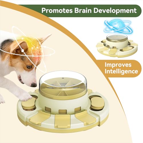 Dog Puzzle Toys for Small Medium Large Dogs Slow Feeder with Button 2 in 1 Enrichment Toy Food Treat Dispenser K307190
