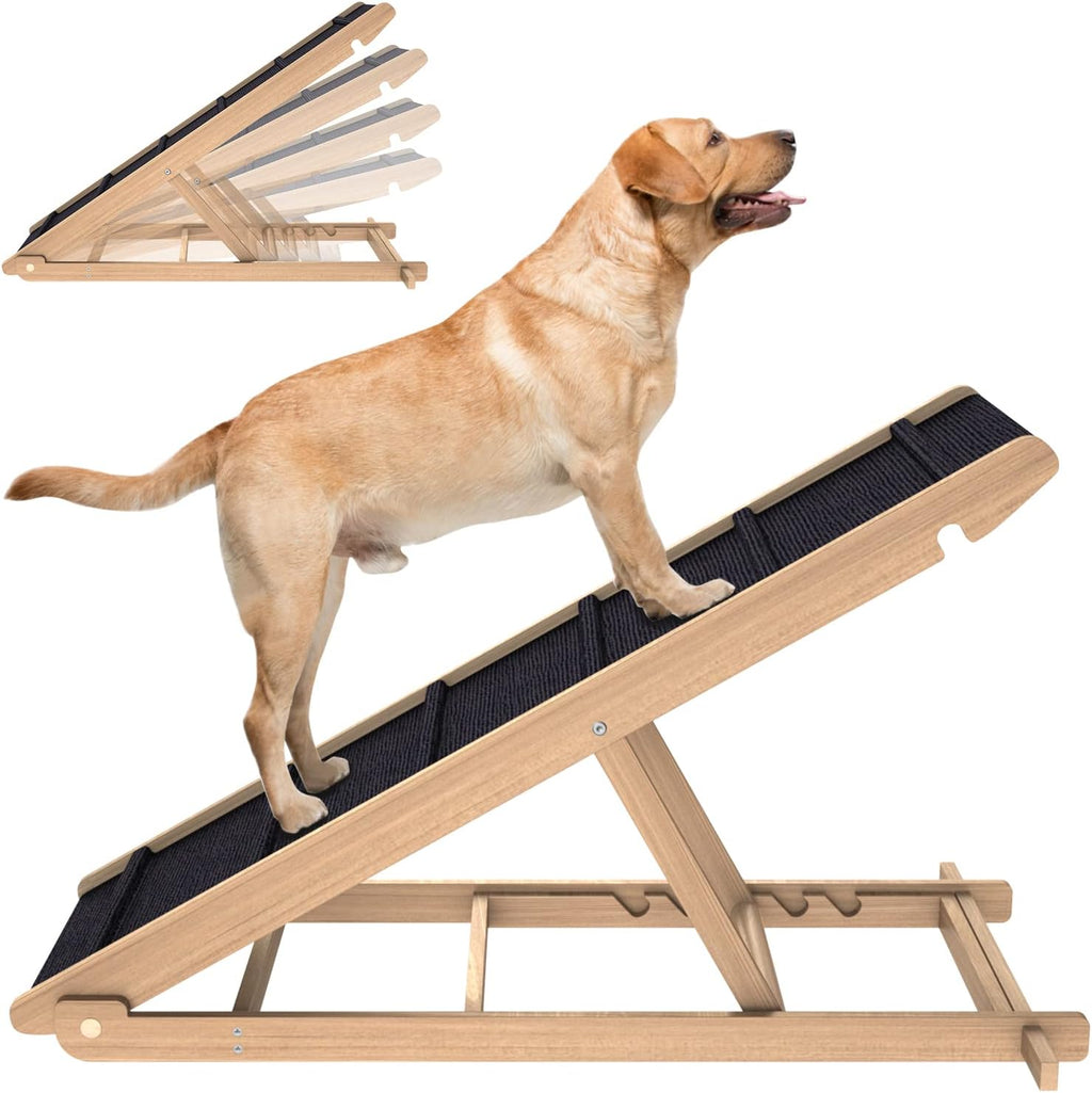 Adjustable Dog Ramp for All Dogs and Cats - Folding Portable Pet Ramp for Couch or Bed with Non Slip Paw Traction Mat, 40”Long and Height Adjustable from 10”to 24” - Up to 250 Lbs