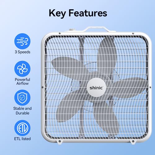 20 Inch Box Fan, 3-Speed Cooling Fan with Carry Handle, White (2 Pack) H53725
