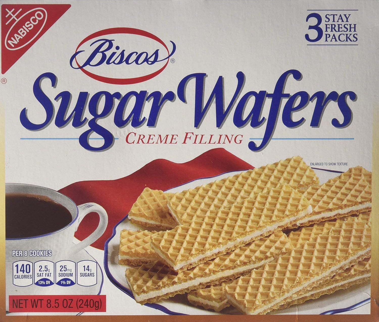 Nabisco, Biscos, Sugar Wafers, 3 Stay Fresh Packs, 8.5 - Ounce Box - PACK OF 2