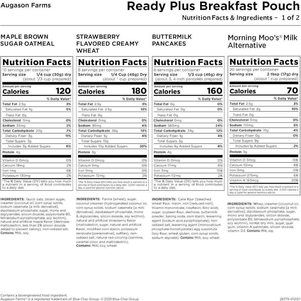 Emergency Breakfast Food Supply, 30-Year Shelf Life X7595