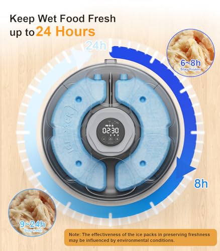 Automatic Cat Feeder Cordless with Stainless Steel Tray and Programmable Timer R825
