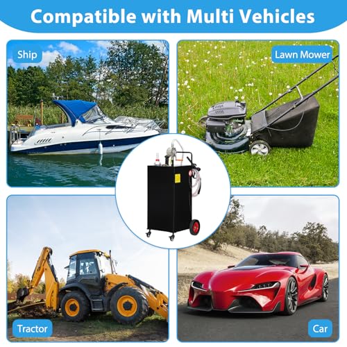 30 Gallon Portable Gas Caddy on 4 Wheels with Manual Transfer Pump H39098