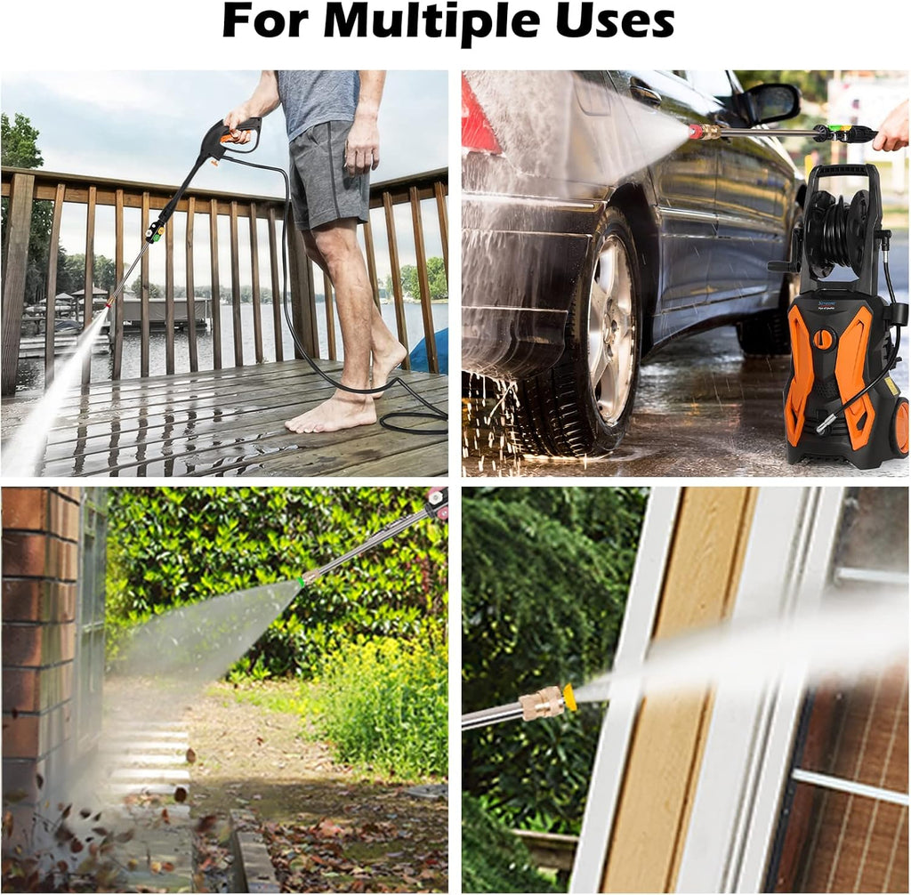 Electric Pressure Washer 3600PSI 2.4GPM with Hose Reel and Foam Cannon Q346620