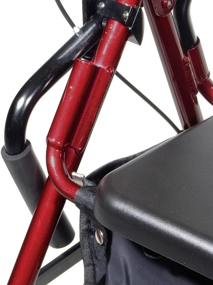Dual Function Transport Wheelchair Rollator Walker with Padded Seat, Burgundy D54592