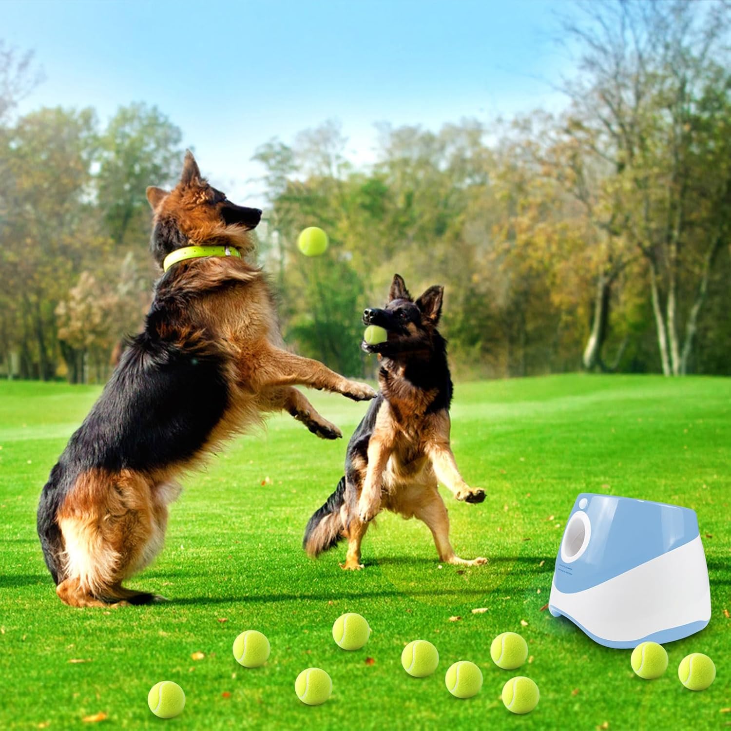 Automatic Dog Ball Launcher with 12 Tennis Balls, Interactive Pet Toy for Indoor Outdoor Use I51612