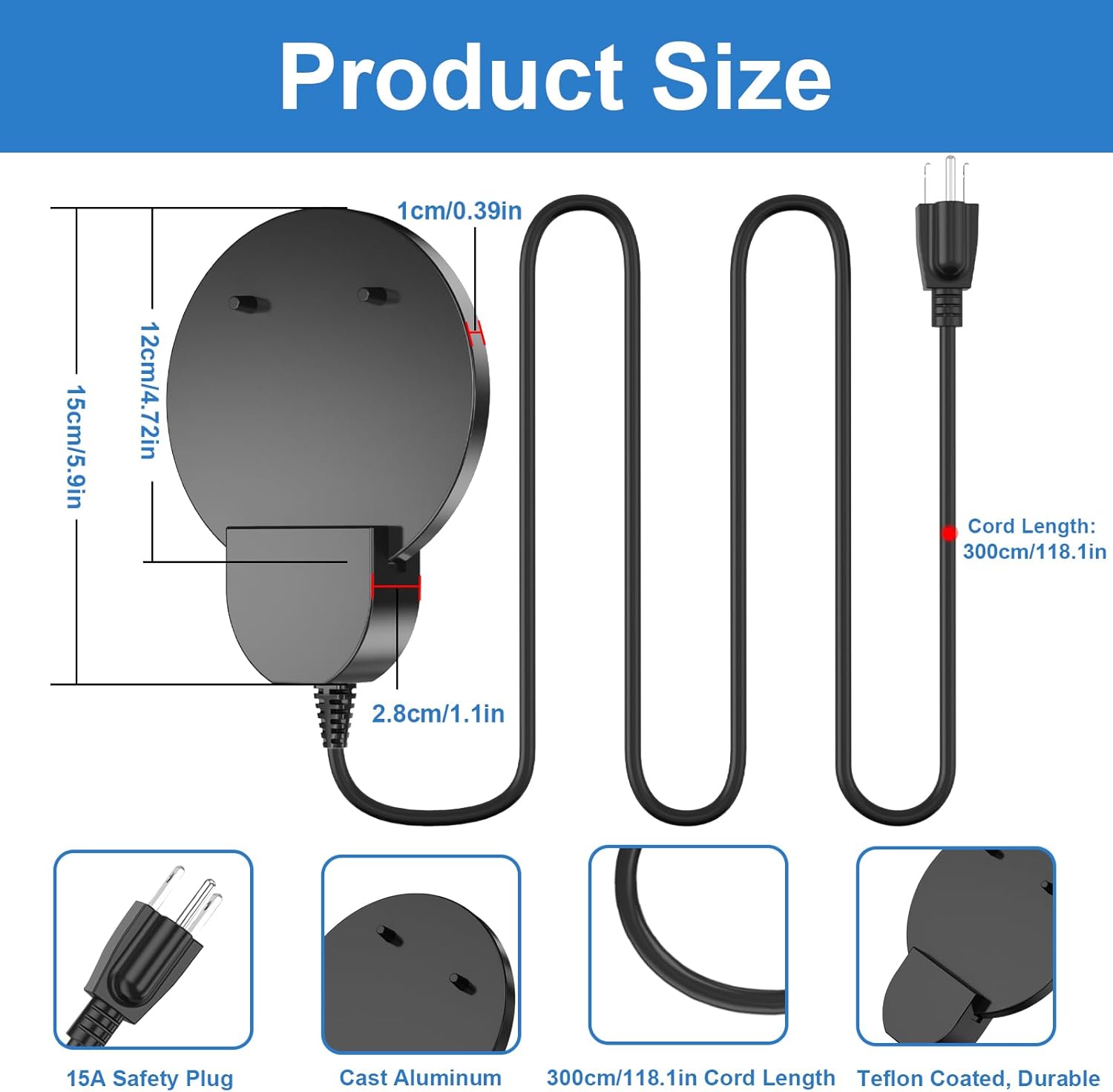 Submersible Bird Bath Heater 500W for Winter V153