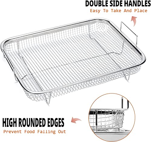 Large Air Fryer Basket for Oven, Stainless Steel Crisping Tray Set E81298