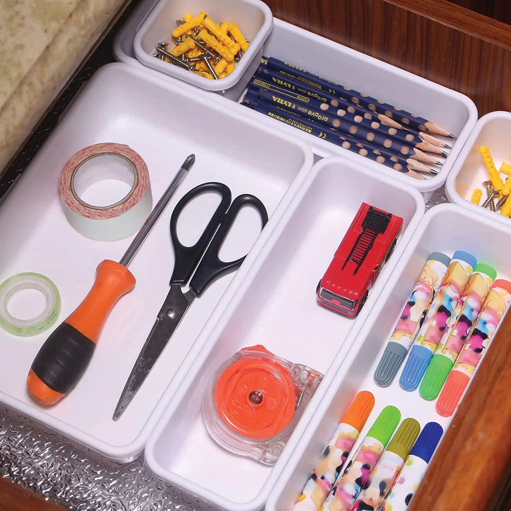 22-Piece Interlocking Desk Drawer Organizer Trays with Dividers E504721