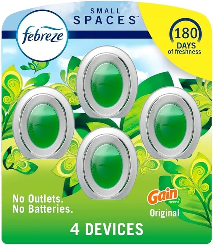 Febreze Small Spaces, Plug in Air Freshener Alternative for home, Odor Fighter Air Freshener 25 fl. oz, 4 Count LIMITED EDITION (Gain Original)