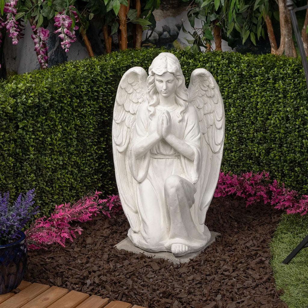 Kneeling Praying Angel Statue, White P6788