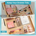44pcs Clear Plastic Drawer Organizers Set with Non-Slip Pads Versatile Bathroom and Vanity Organizer Trays for Kitchen, Bedroom, Office 4 Sizes