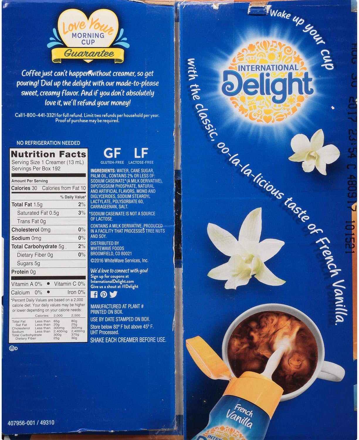 French Vanilla Coffee Creamer, 192 Single-Serve Cups V9256
