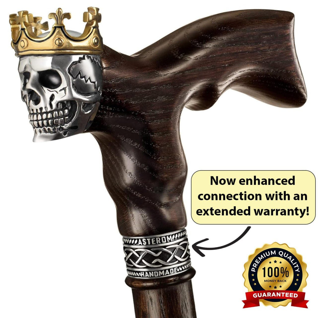 Wood Walking Cane for Men with Skull Handle D63224