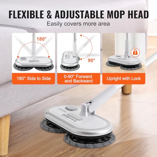 Cordless Electric Spin Mop with Dual Spinning Heads for Hardwood, Tile, and Bathroom Floor Cleaning B51780