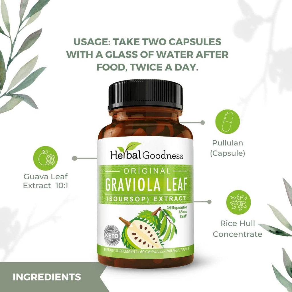 Graviola Soursop Capsules 60ct, 700mg Per Serving C1527