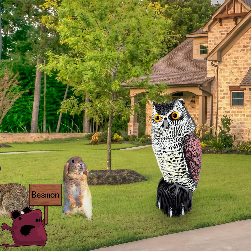 Plastic Owl Decoy with Rotating Head for Garden Outdoor N387
