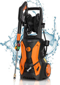 Electric Pressure Washer, Max. 3600PSI 2.4GPM 2000W Power Washer Pressure Washer with Hose Reel Spray Gun 5 Nozzle Adapter, and Foam Cannon, for Cleaning Cars/Fences/Patio