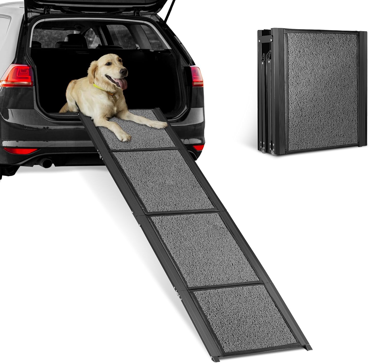 Extra Long 67’’ Dog Car Ramp for Large Dogs, Foldable Pet Ramps with Non-Slip Soft Surface, Dog Ramps for Dogs up to 250LBS, Portable Dog Steps for Small Medium Large Dogs to Get into Car SUV Truck