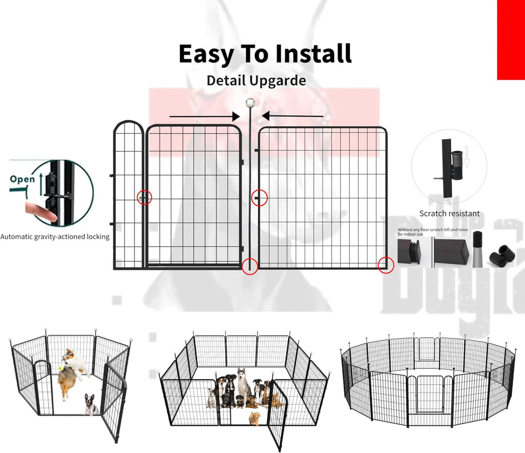 Dog Playpen Indoor Outdoor Portable Metal Pen with Easy-Carry Straps for Small Medium Dogs Q1842