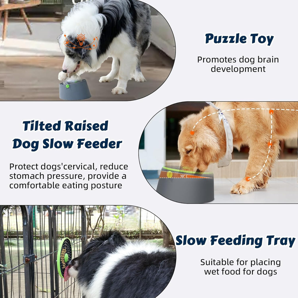 Dog Slow Feeder Puzzle Toy, Rotatable Enrichment Dispenser for Small, Medium, Large Dogs Y34256