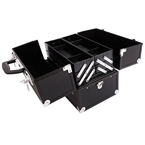 Aluminum Makeup Train Case with 6 Trays, Lockable Cosmetic Storage Z259220