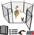 Dog Pet Playpen Indoor/Outdoor,32'' Portable Metal Dog Crate with Easy-Carry Straps,6 Panels Dog Pen play Pen for Small/Medium Dogs,Rustproof Pet Play Pen for Camping RV Yard(with One Door)
