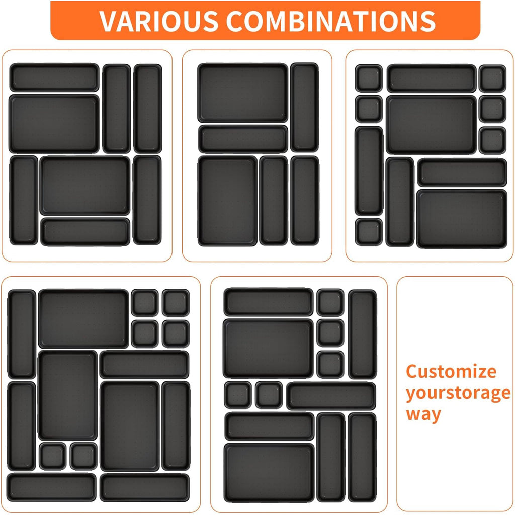 Desk Drawer Organizer Tray, 3 Sizes Plastic Storage Bins D533741