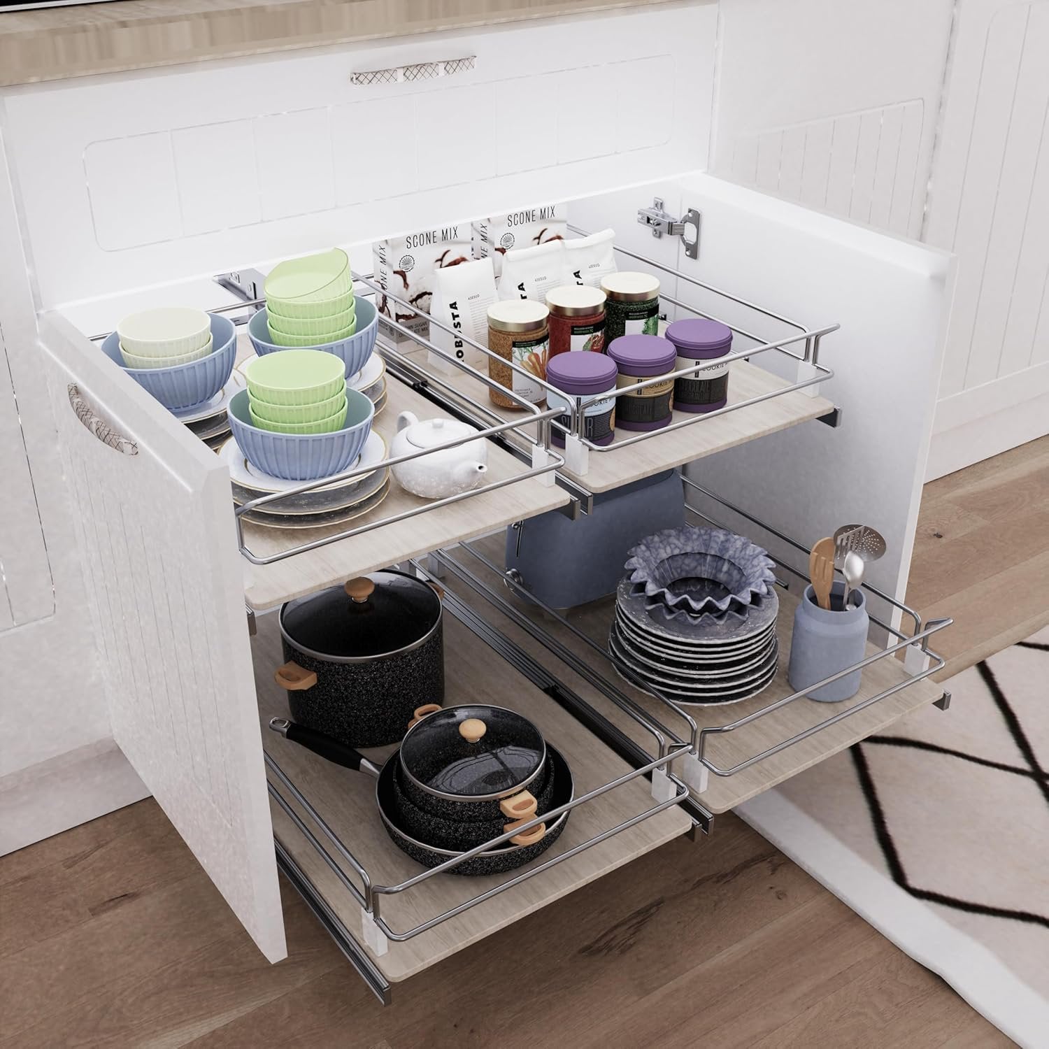 Cabinet Pull Out Drawer Organizer, Heavy Duty Storage H44482