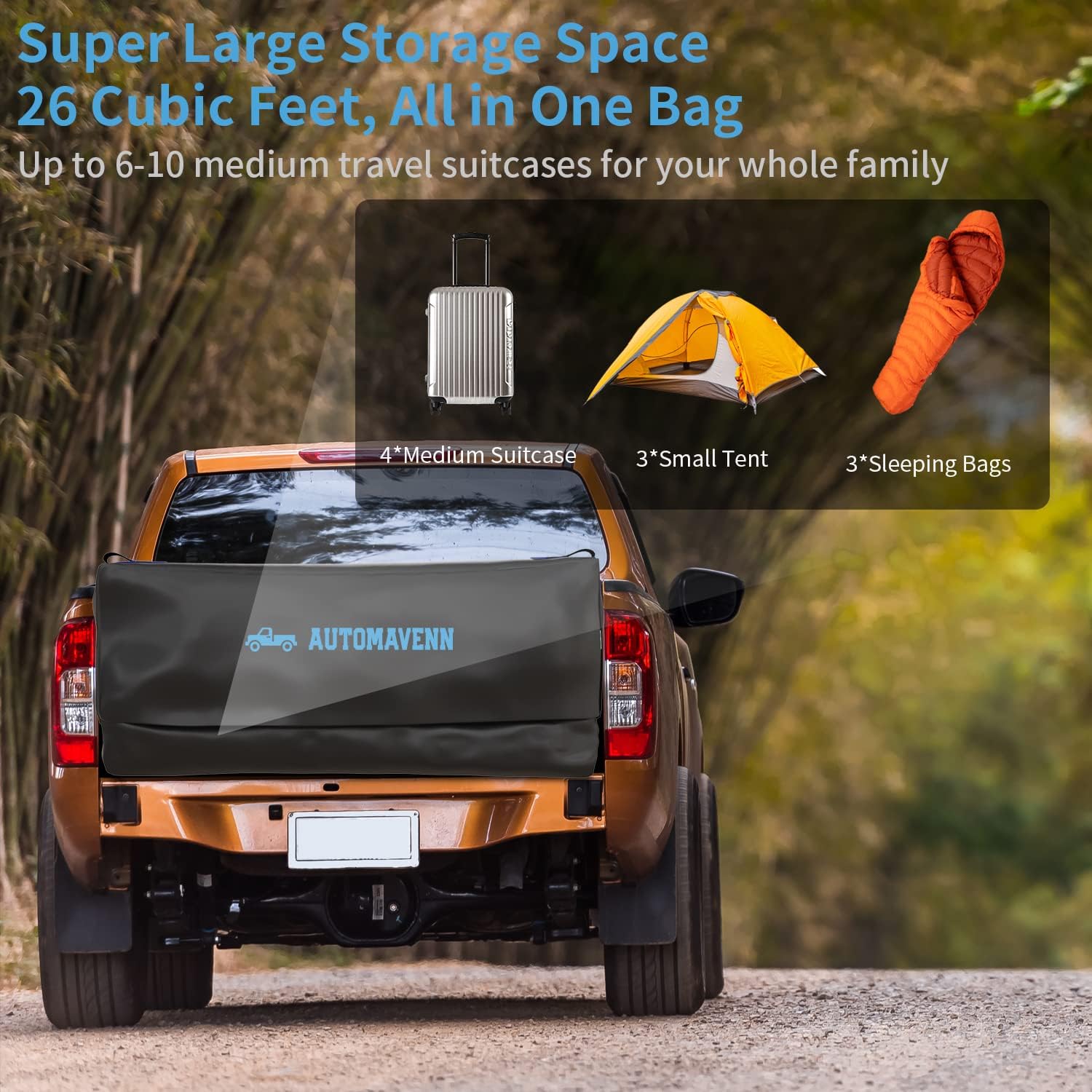 Truck Bed Storage Bag with Cargo Net, Waterproof Heavy Duty, 26 Cubic Feet N9716