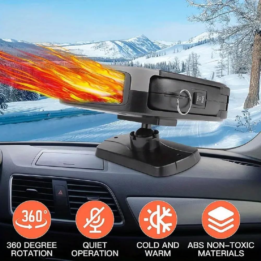 Portable Car Heater, 200W Windshield Defogger with 360 Degree Rotary Base H5763
