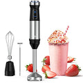 YIOU Immersion Blender, Ultra-Stick Hand Blender Variable Speed Hand Blender 500 Watt Heavy Duty Copper Motor Brushed 304 Stainless Steel for Soups Sauces and Smoothie, Set Black