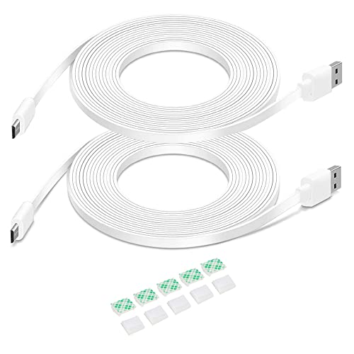 DIANMU 2Pack 10FT Flat Power Extension Cable for Wyze Cam v4/v3/OG/v3 Pro, Blink Mini, Ring Indoor, Kasa Indoor, Blink Mini Pan, Charging Power Cord for Security Camera(Not for WyzePan v3, not Type-C)