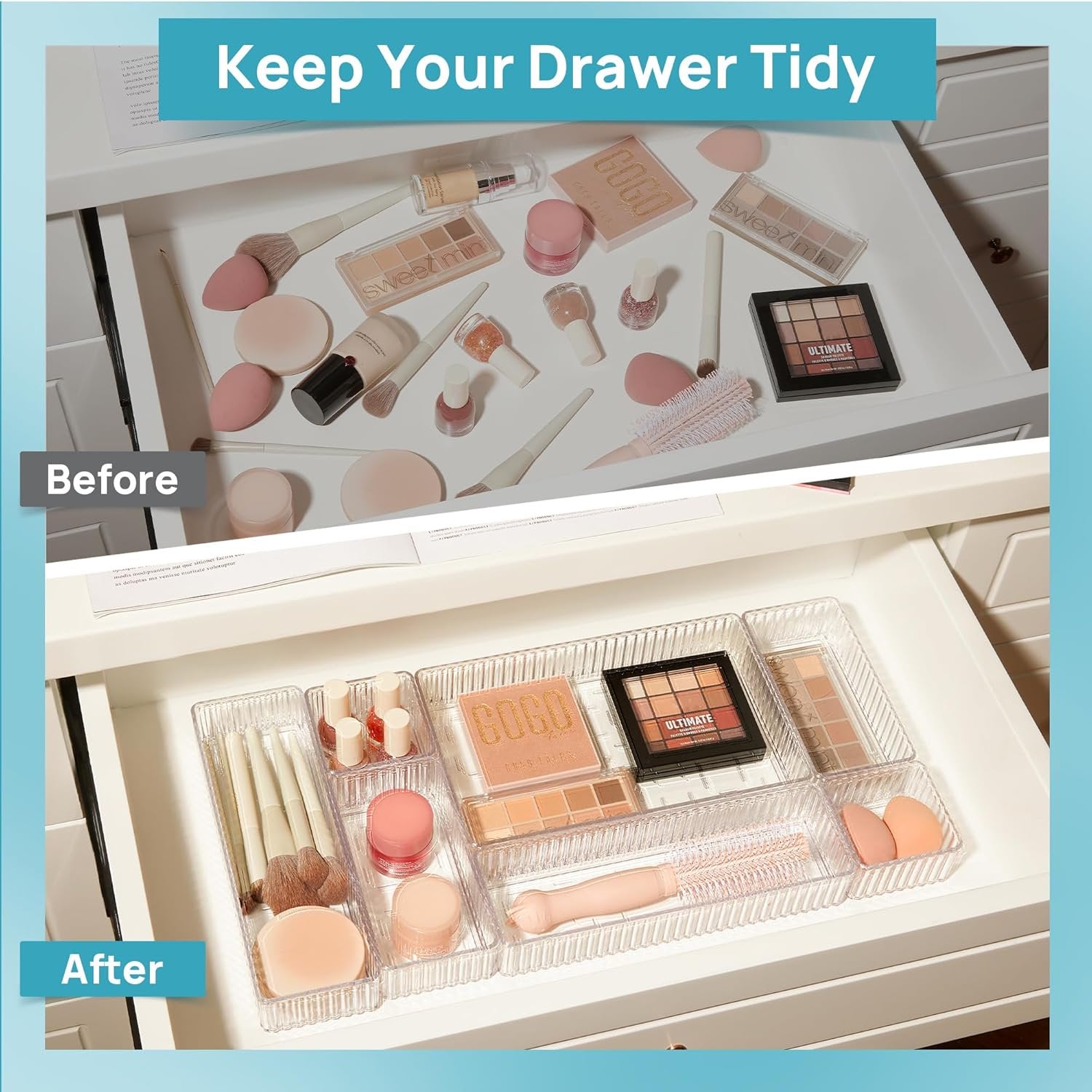 Clear Drawer Organizer Bins, Stackable Acrylic Storage Containers P737