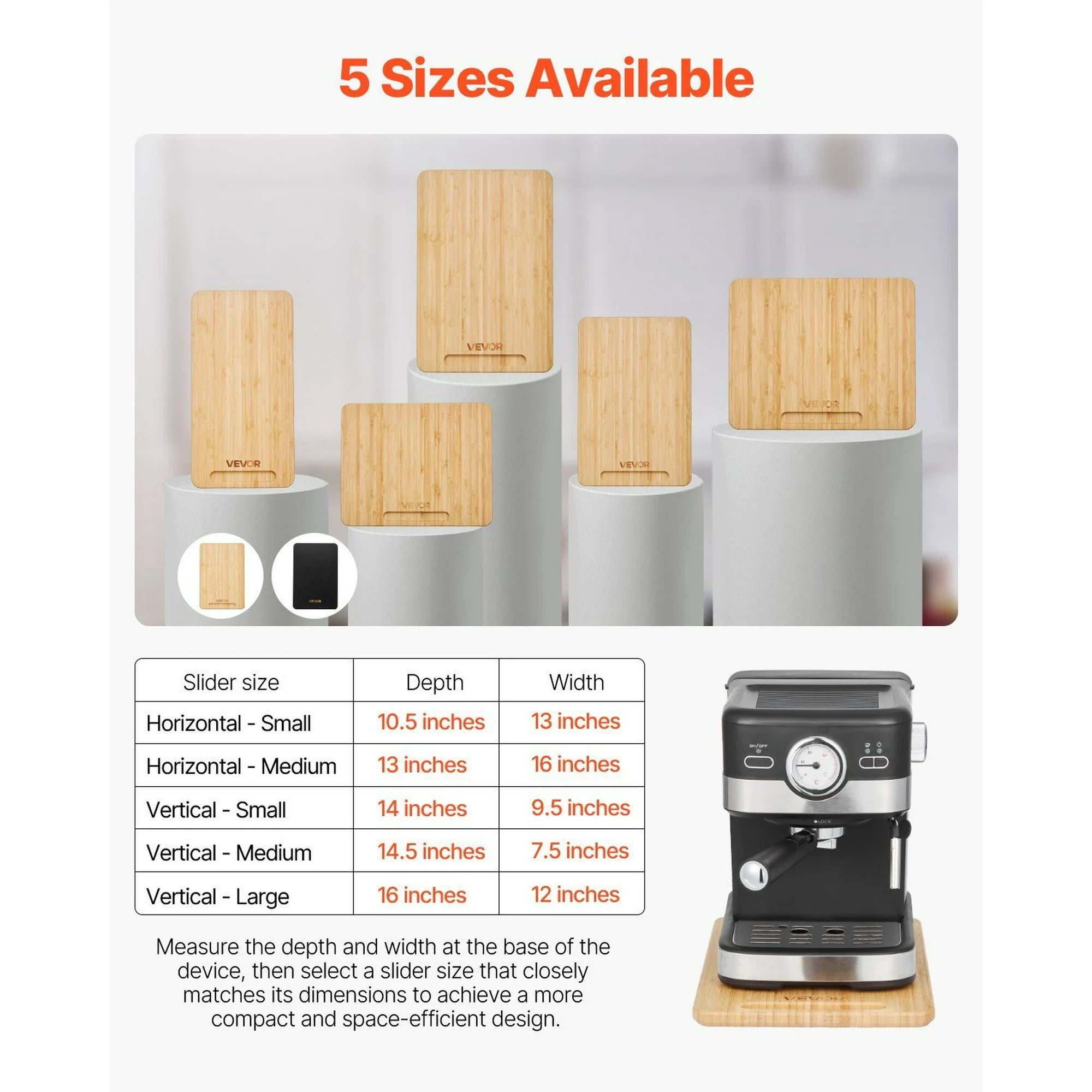 Appliance Slider 14 x 9.5 Inch, Non-Slip Slide Out Tray for Kitchen Countertop Q2624